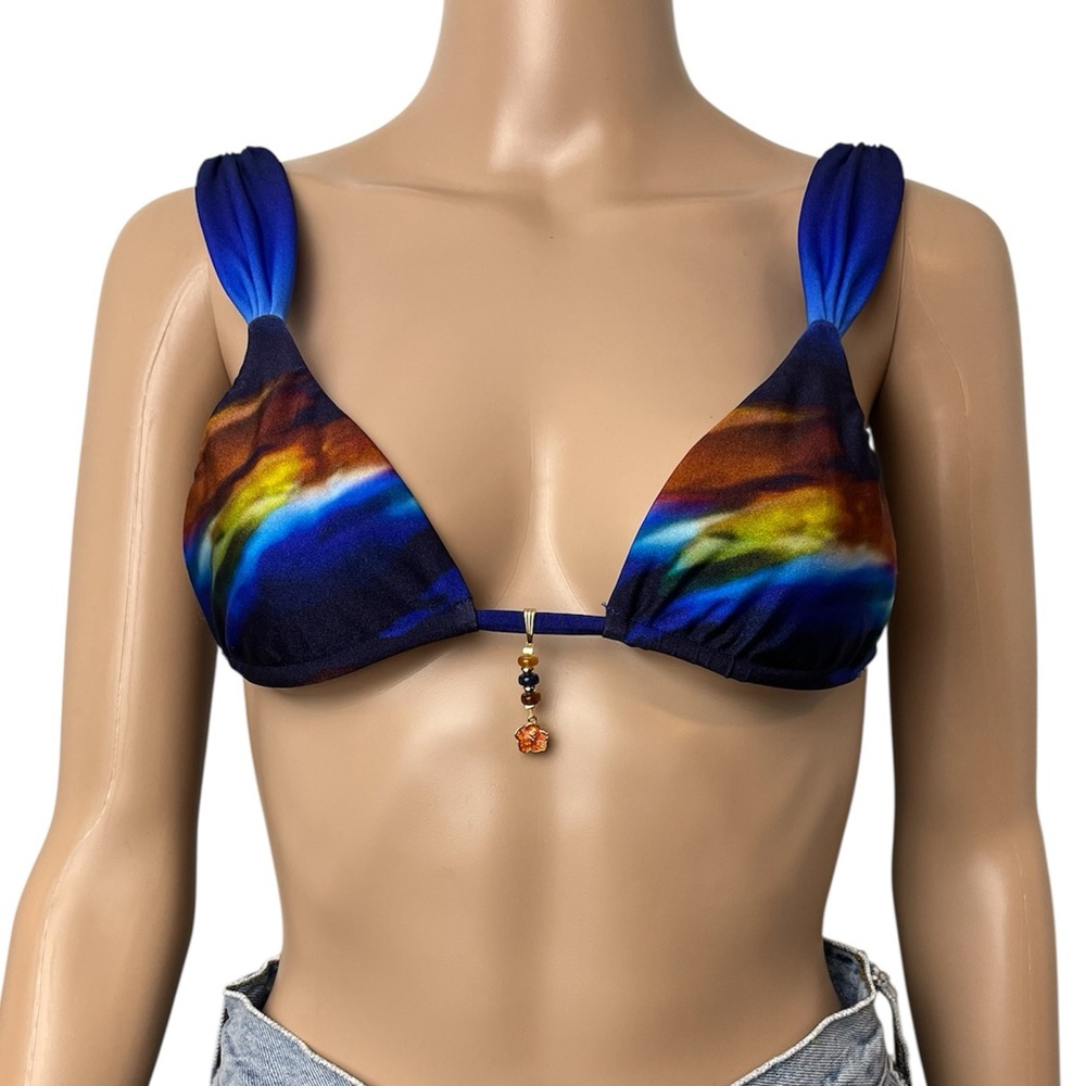 Bydee Cyprus Multicolor Triangle Bikini Top in Tempo